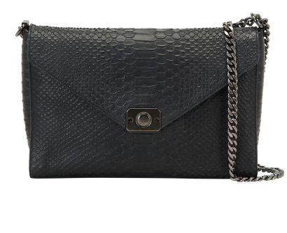 Reversible Python Embossed Delphine, &pound;350, Handbags, Black/Grey, Leather, Front view